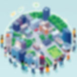 A vibrant, flat-style illustration of Machida City seen from an isometric bird-eye view. S