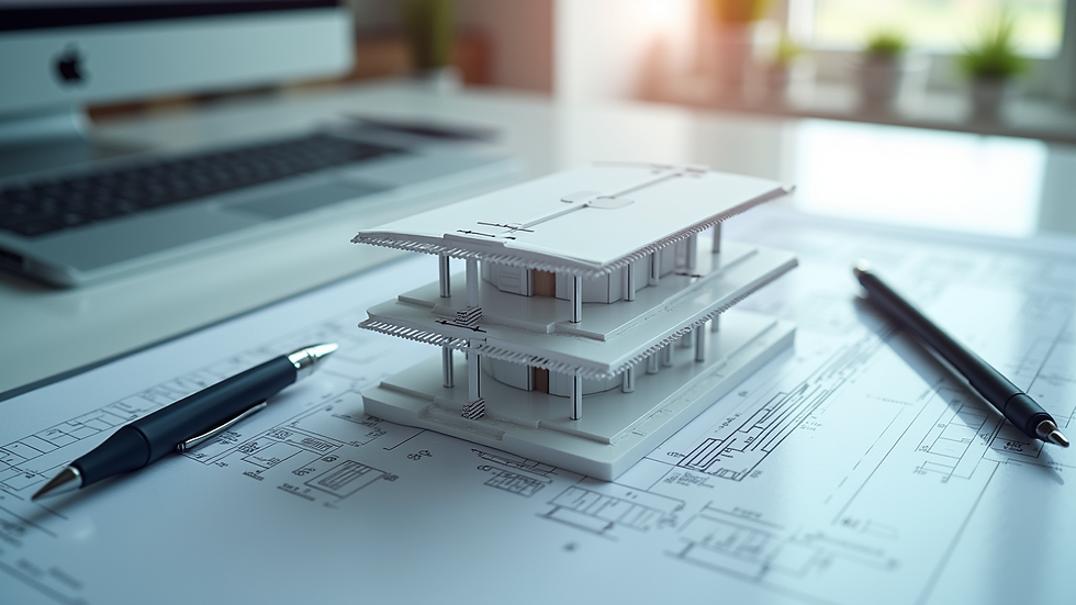 High angle view of a digital 3D model of foundation design on a computer screen