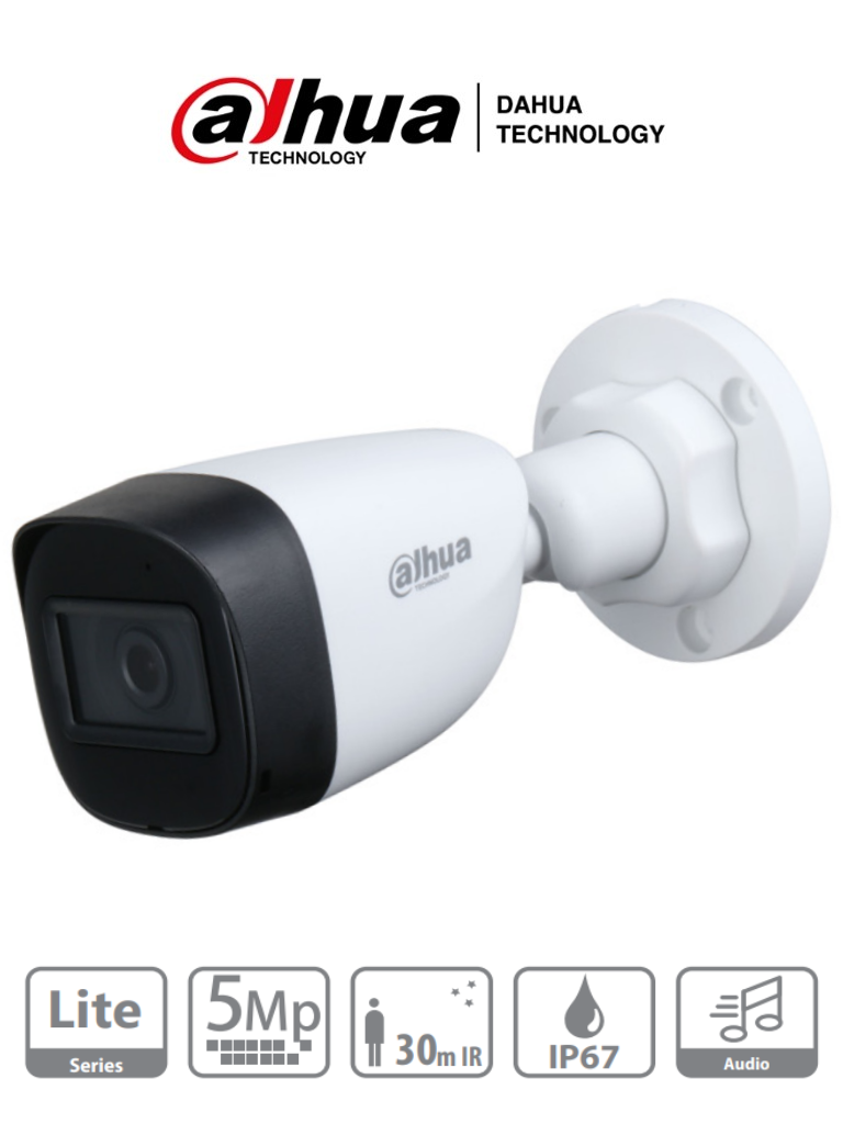 DAHUA HAC-HFW1500CN-A - Camara Bullet de 5 Megapixeles/ Microfono Integrado/ Len