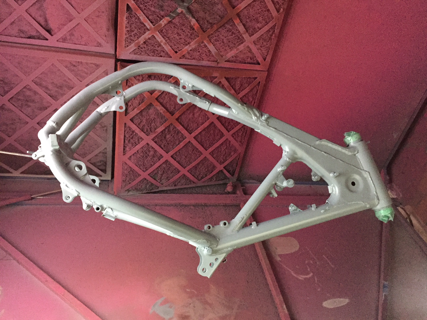 Honda motorbike frame sandblasted