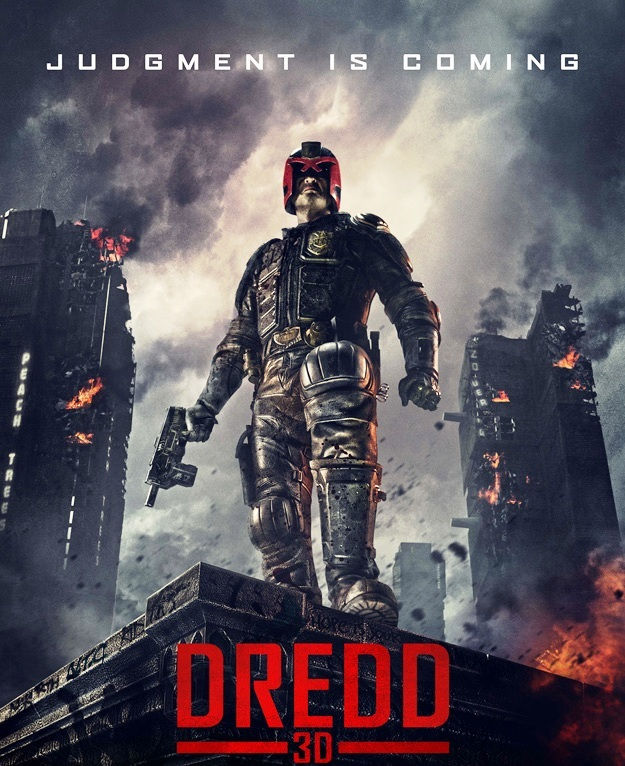 A promotional poster for the 2012 Judge Dredd reboot, DREDD