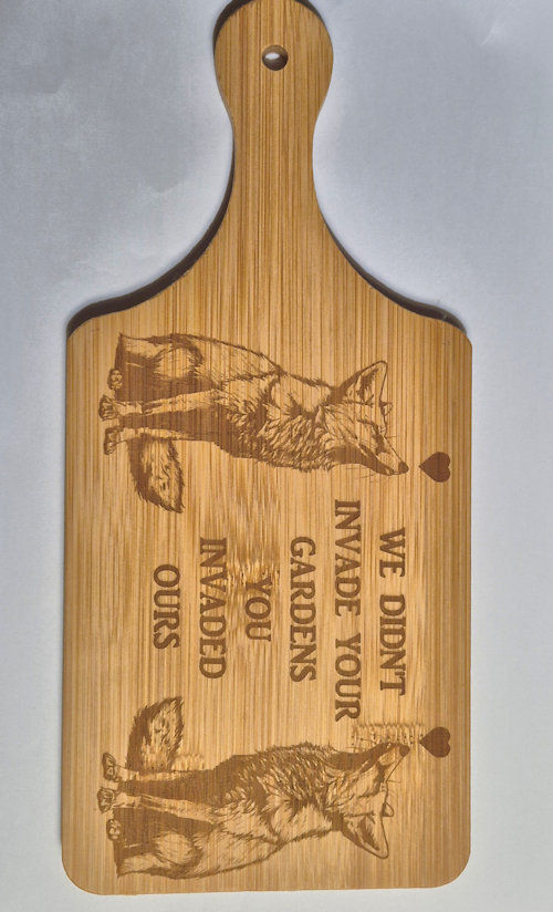 Thumbnail: Fox Chopping Board - Engraved  Wooden Cheese Board Two designs