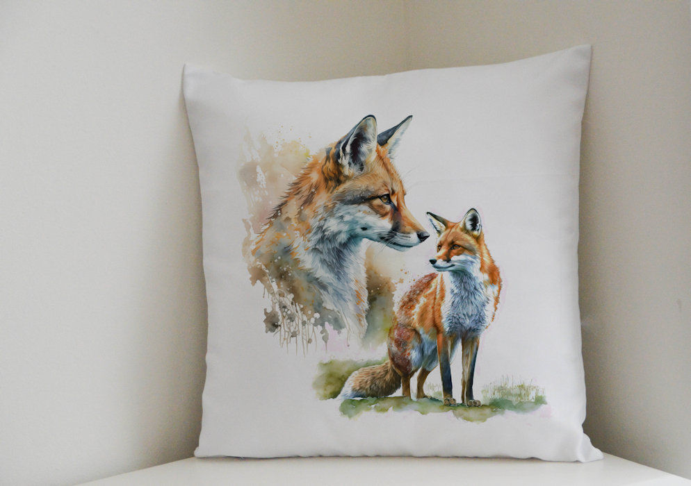 Two foxes Cushion Cover plus cushion Great Gift for the fox fan