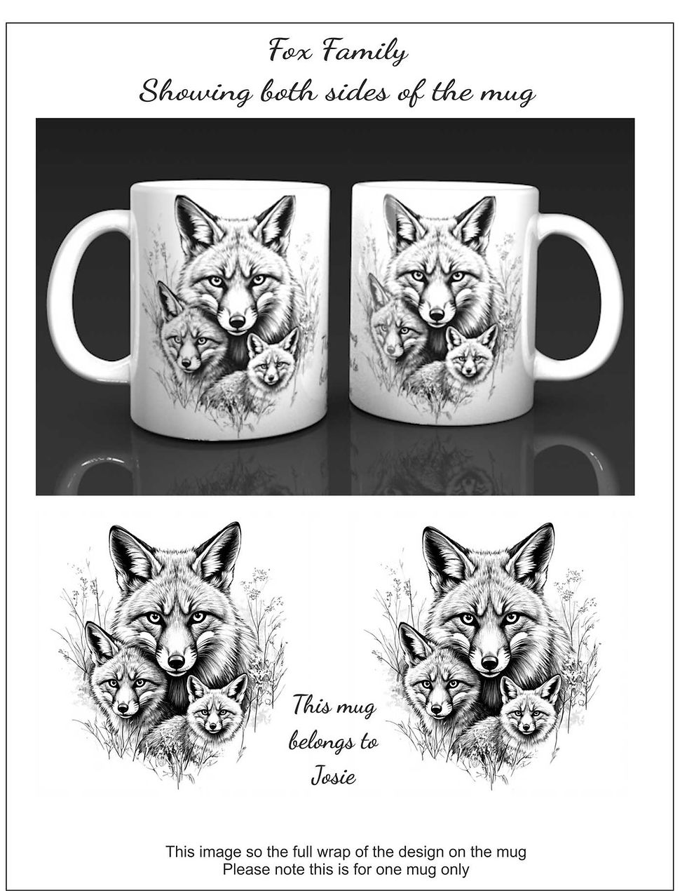 Fox Family Personalised Fox Mug | Ceramic Fox Mug | Great Gift Idea