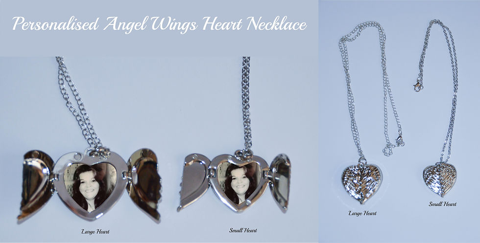 Thumbnail: Keepsake Gift Personalised Angel Wings Necklace Locket Memorial Love pets 2