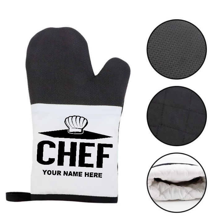 Thumbnail: Canvas Personalised Oven Glove with Rubber Patch, personalise with a name