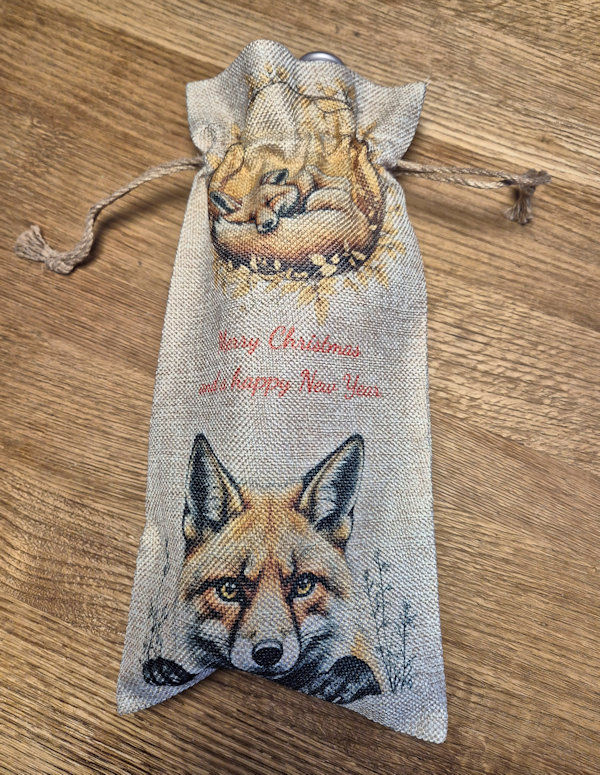 Fox WINE BOTTLE BAG - 17cm x 34cm Great gift idea for the fox fan