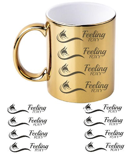 Fox Mug | Feeling Foxy Logo down both sides of Mirror Gold fox Mug