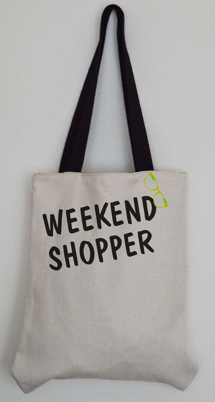 Thumbnail: Tote Bag | Personalised Canvas Effect Tote bag with black handles