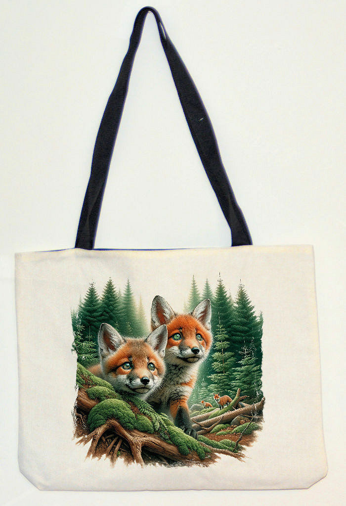 Thumbnail: Fox Tote Bags | TOTE / SHOPPER BAG WITH BLACK HANDLES | Six New Designs |