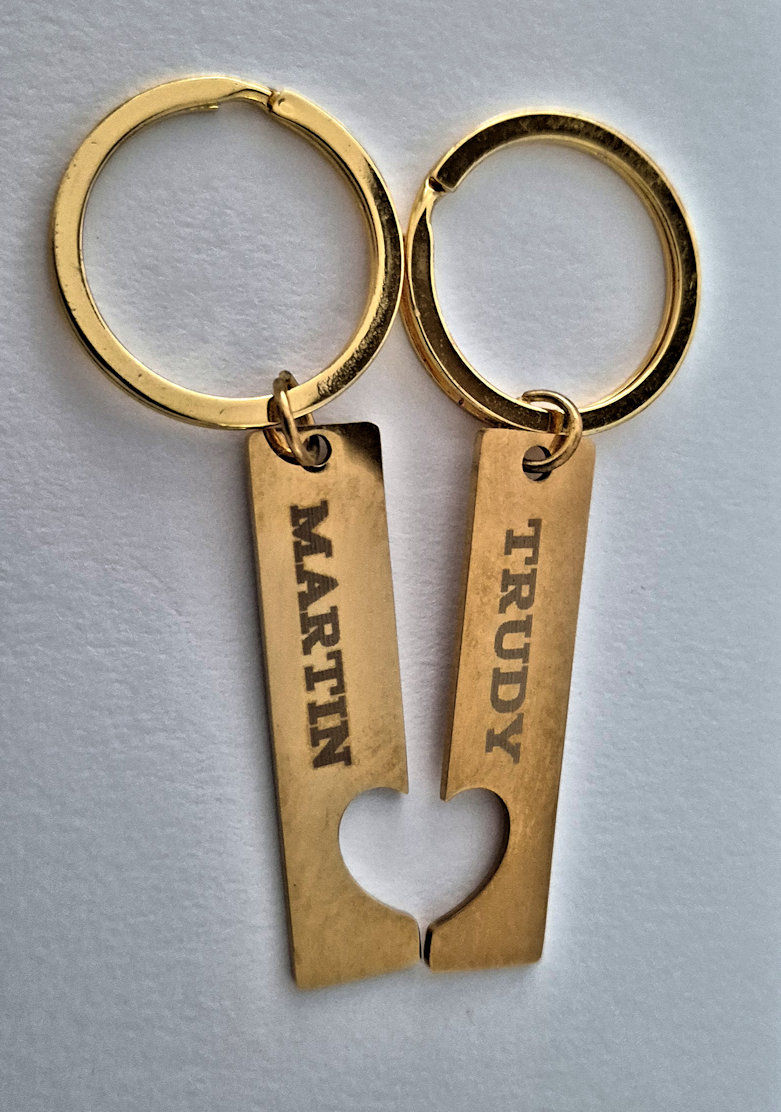 His and Her's Heart Laser Engraved Keyrings