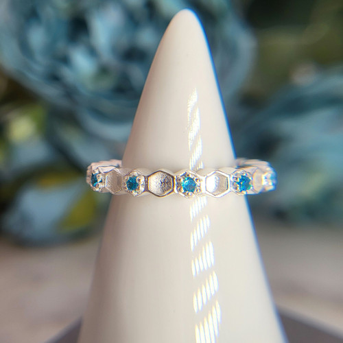 with blue CZ Inclusion Thumb Ring Size N Cumbria Life Casting