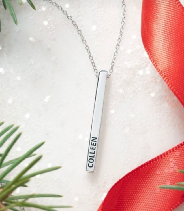 Thumbnail: Silver 3D Vertical Bar Neckalce