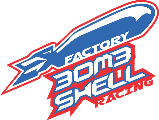 Factory Bomb Shell Racing logo in Blue, Red and White
