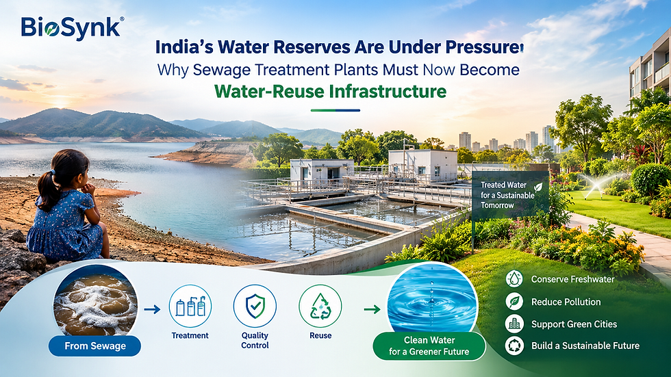 India’s Water Reserves Are Under Pressure: Why Sewage Treatment Plants Must Now Become Water-Reuse Infrastructure