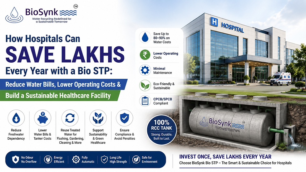 How Hospitals Can Save Lakhs Every Year with a Bio STP Reduce Water Bills, Lower Operating Costs & Build a Sustainable Healthcare Facility