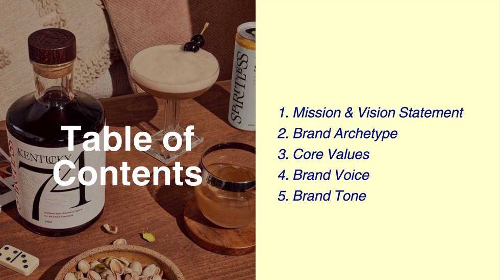 Table of contents for presentation.