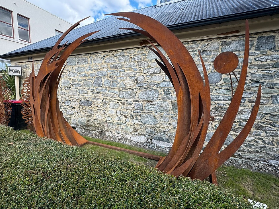 Corten steel artwork in a Queensland, New Zealand, gallery.
