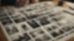 High angle view of a storyboard layout with diverse scenes sketched out