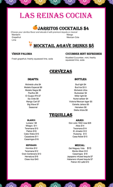 Las Reinas Menu 4