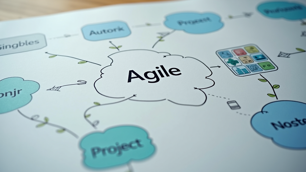 Close-up view of a project workflow diagram showing Agile principles
