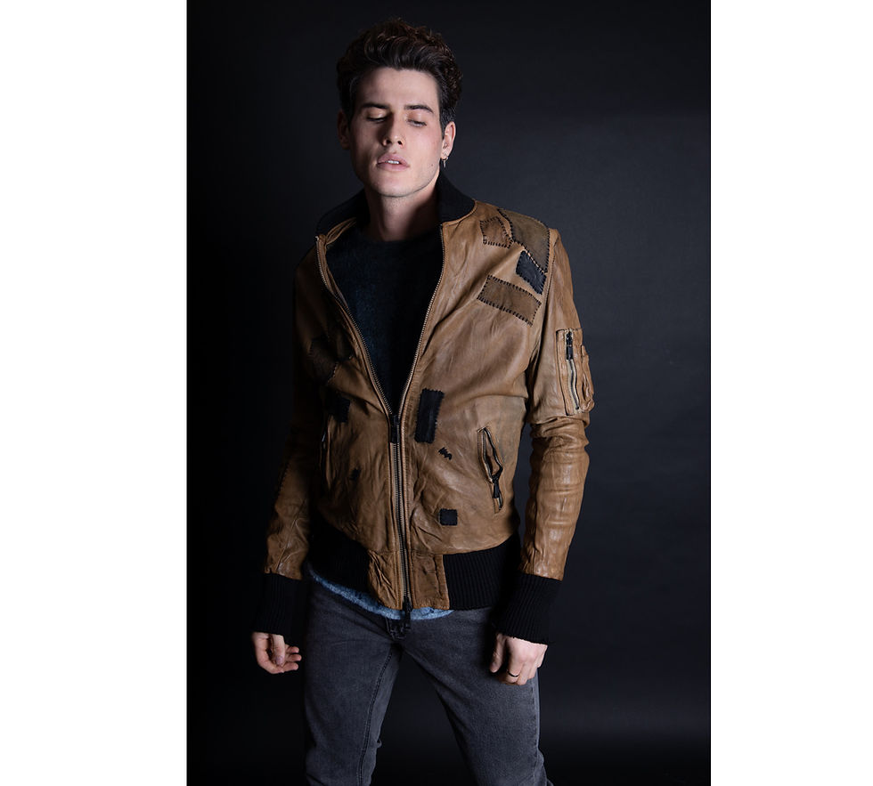 Thumbnail: Beige patchwork leather jacket