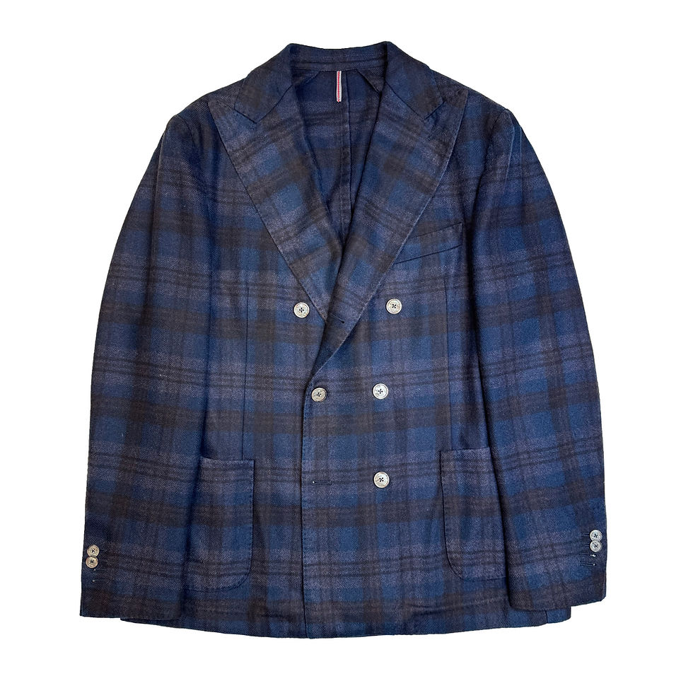 Blazer croisé carreaux bleu marine