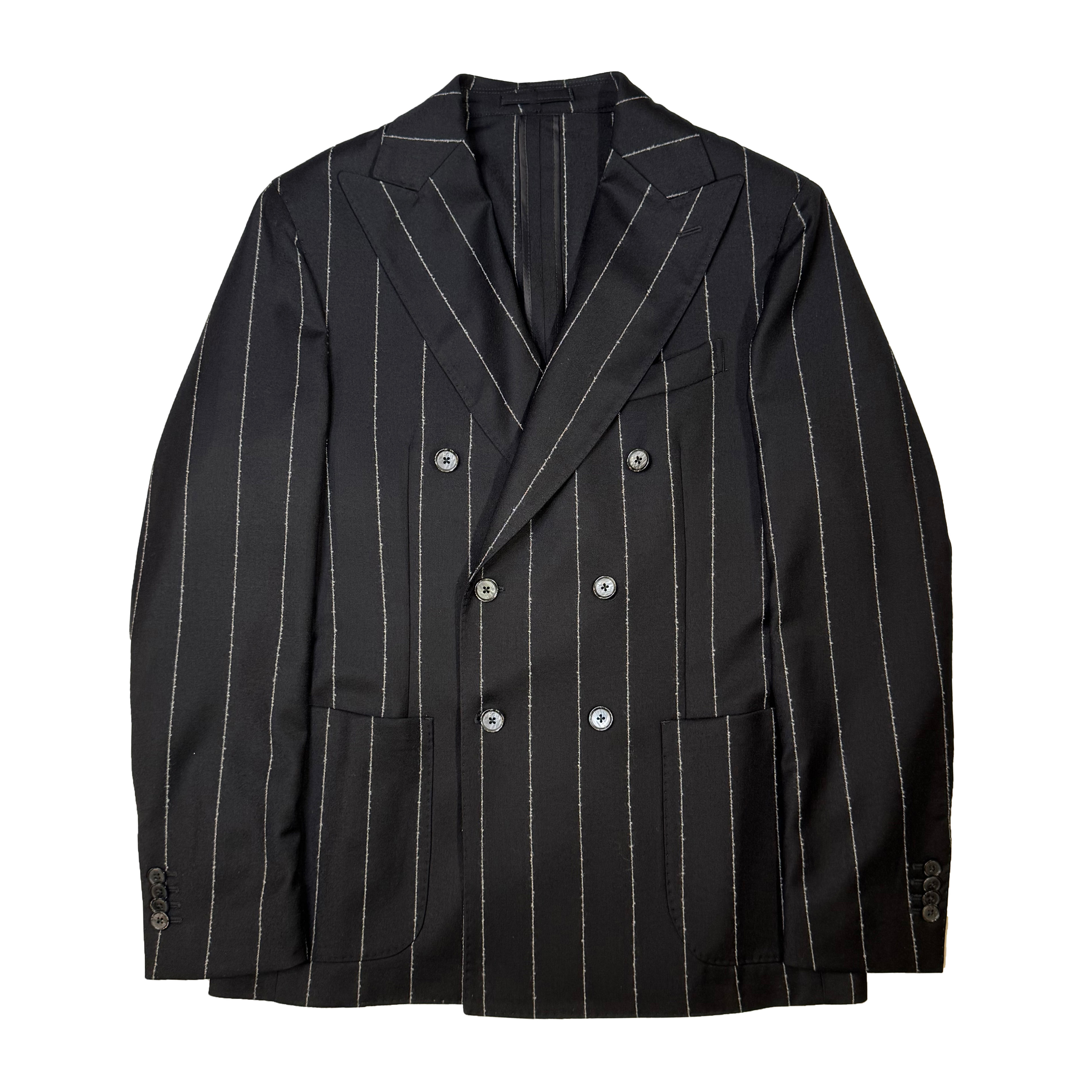 Double-breasted black striped blazer