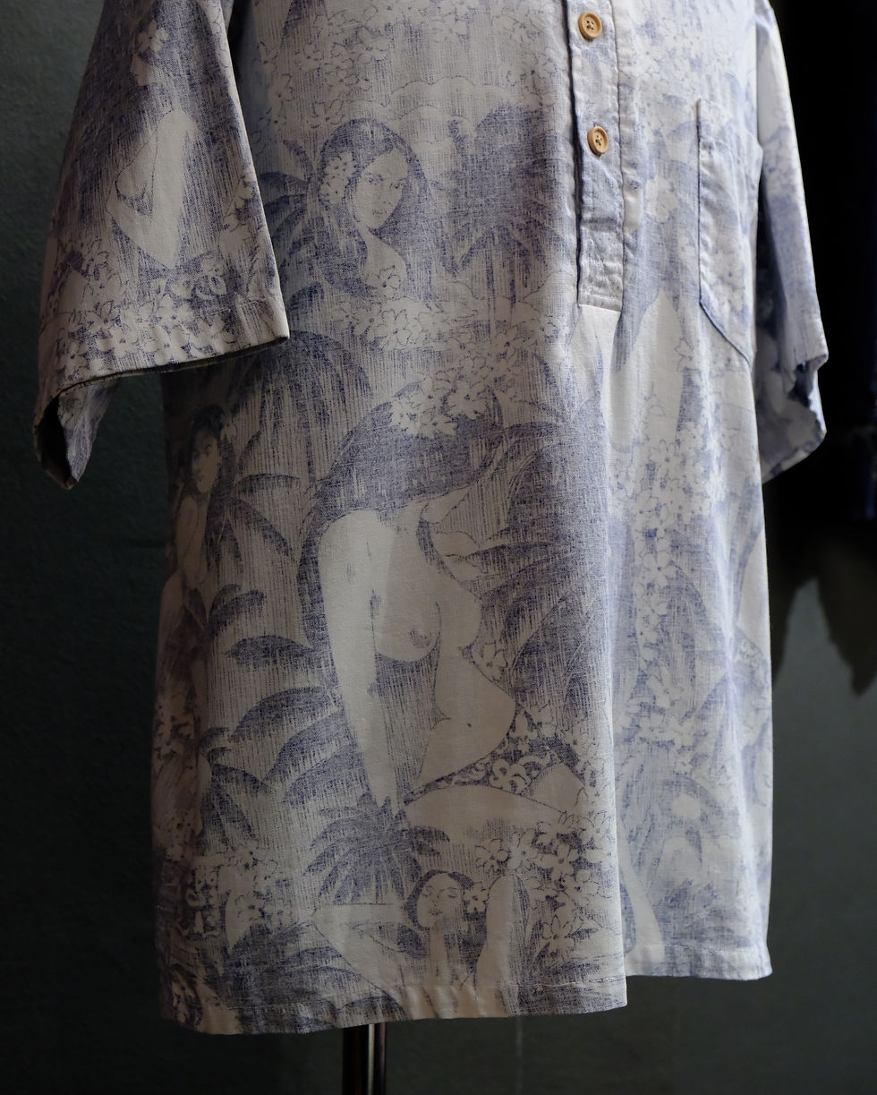 Thumbnail: 1970s Vintage "Nude Island Girl" Hawaiian Shirt XL