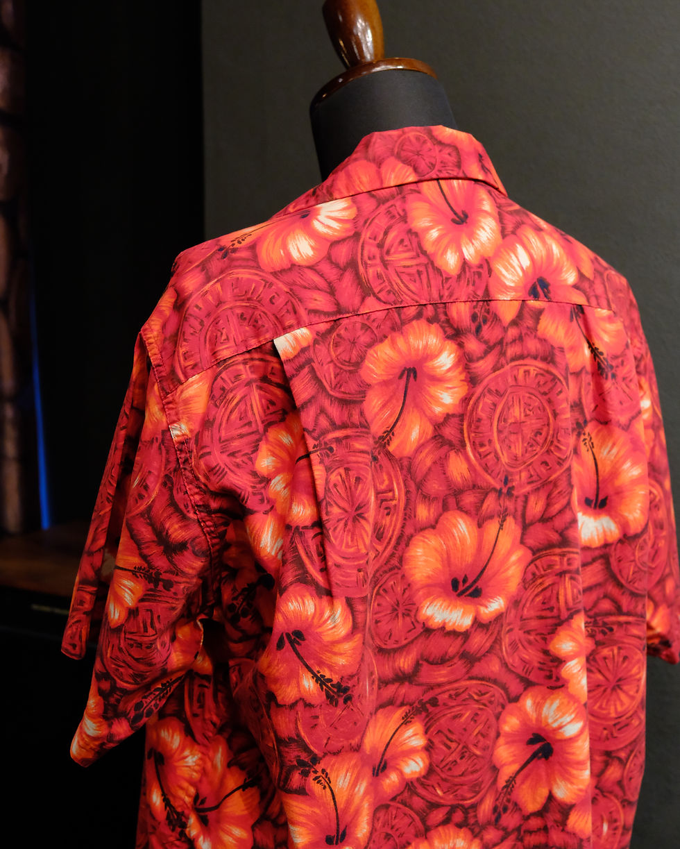 Thumbnail: 1950-1960s Vintage "Tropical Floral&Tribal" Hawaiian Shirt Made in Hawaii XL