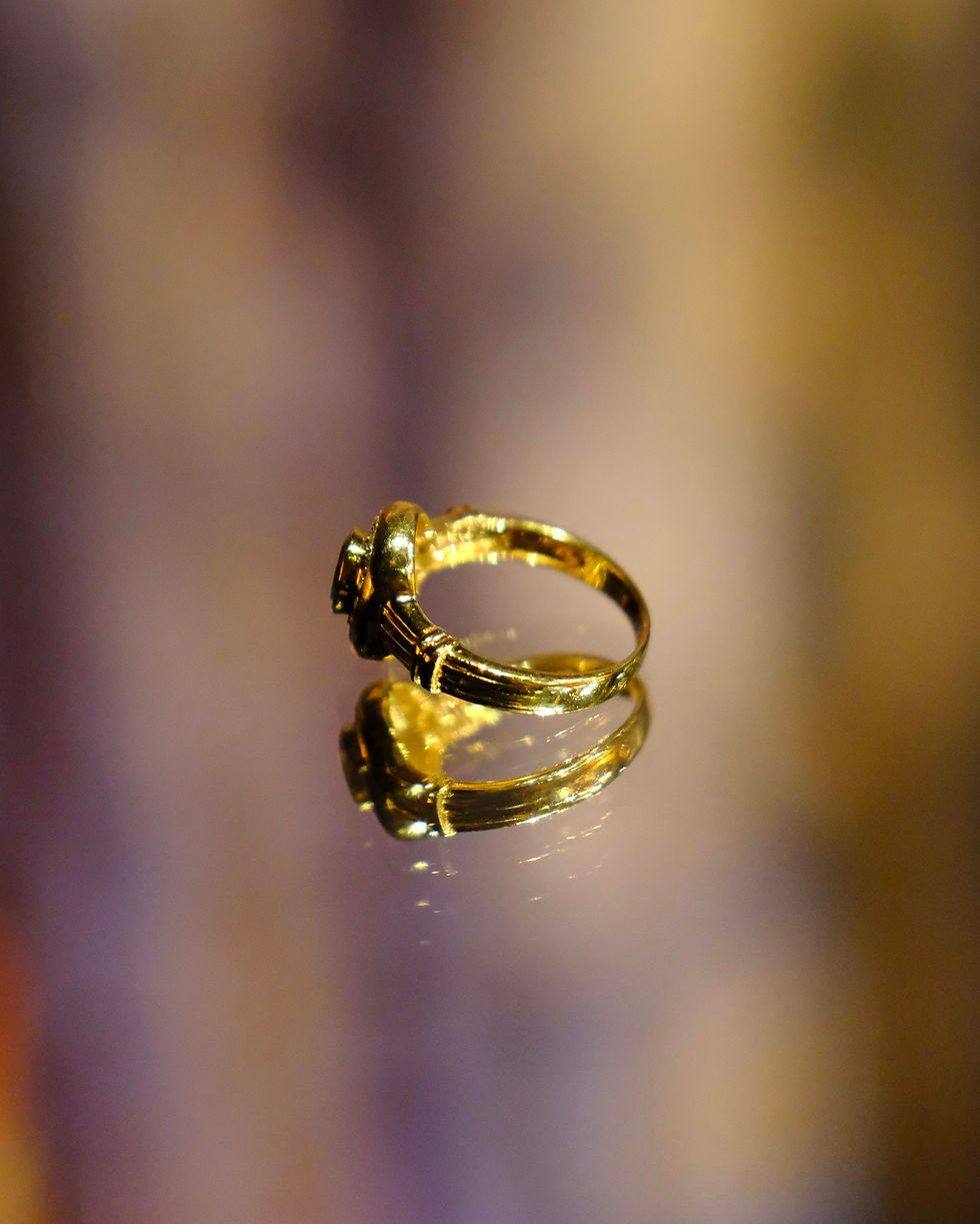 Thumbnail: 1980s French Vintage "Sapphire & Diamonds" 18K Gold Ring JP14.5