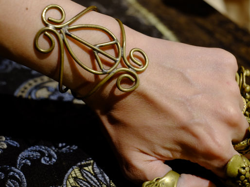 Vintage Peace Mark Brass Bangle