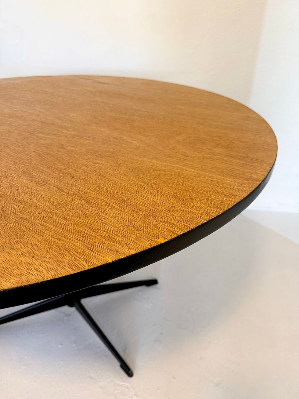 Miniatura: Mesa de Jantar Anos 70 em Metal com Tampo em Madeira - Revestido em Lâmina Natur