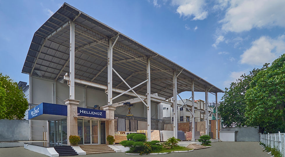 Toko marmer Hellenoz yang memiliki showroom dan gudang di Sunter, Jakarta.