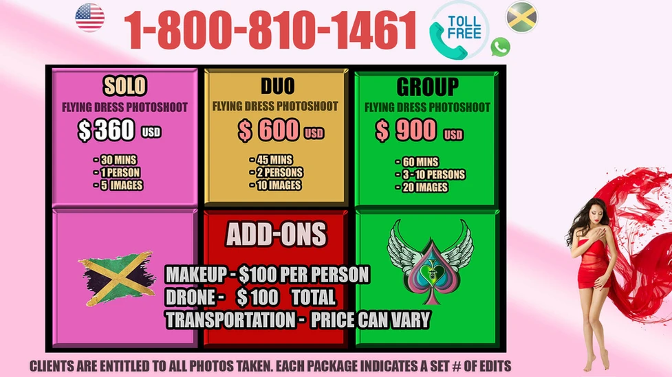 Prices -Jamaica flying dress photoshoot packages.webp