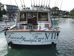 Twenty Four VII 2 Charter Fishing Boat for Kenosha Wisconsin Fishing Charters on Lake Michigan for Salmon and Trout