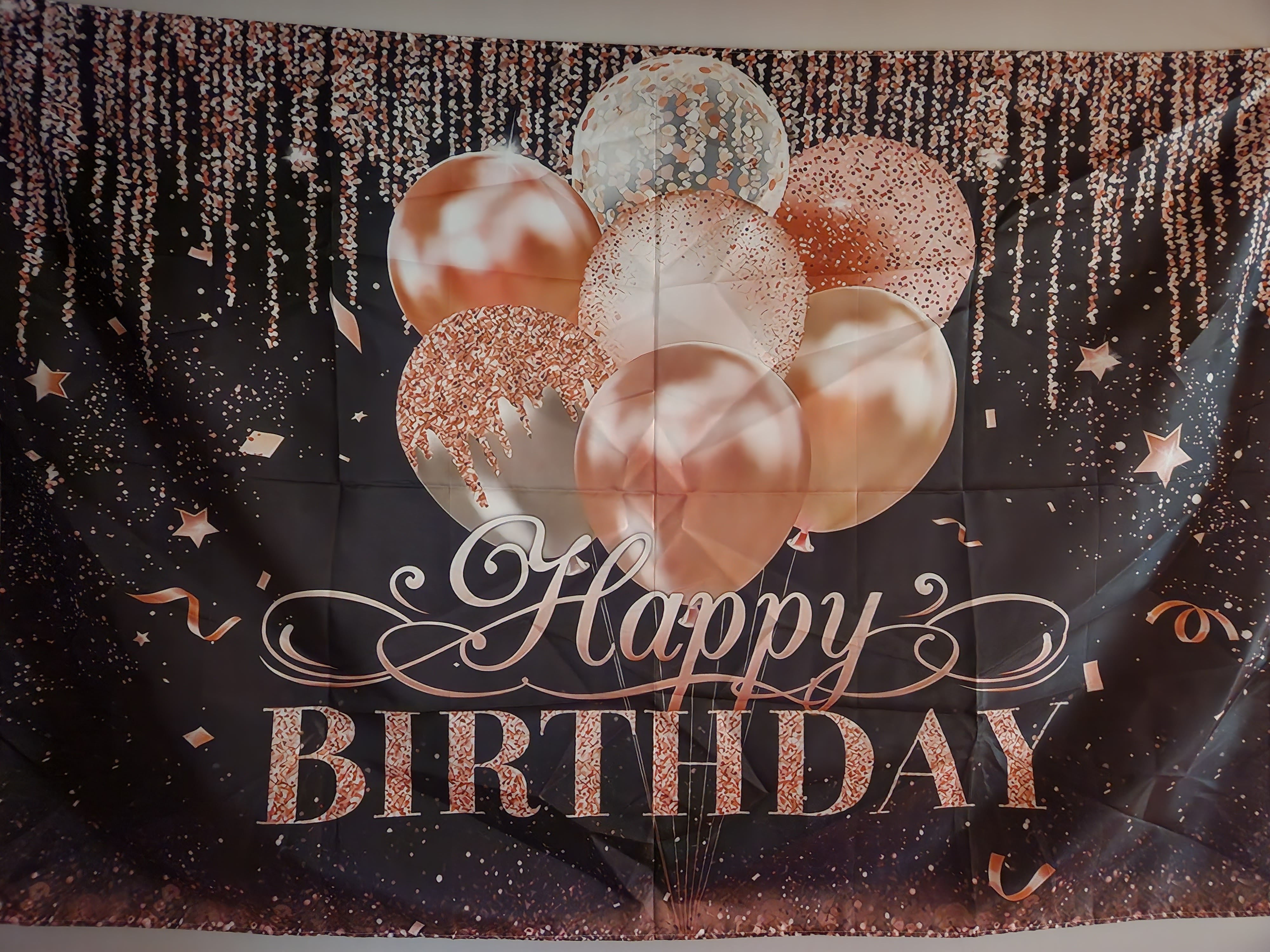BD-02 Pink and Black Balloon Birthday Banner
