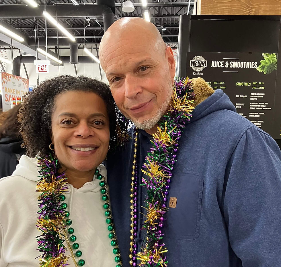 The Creole-style food prepared by Gabi Walker and Chef Byron Glapion, co-owners of 4 Sons Kitchen, will highlight Wild Onion Market’s Mardi Gras Week celebration from Feb 11-17. Wild Onion Market, a locally owned grocery co-op at 7007 N Clark in Chicago, is open to everyone.. Photo provided by Wild Onion Market