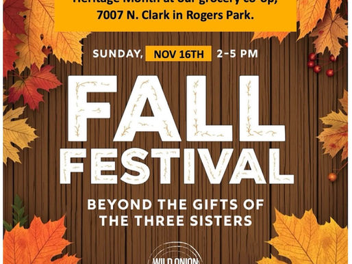 Wild Onion Update on Sunday's Fall Festival/American Indian Celebration