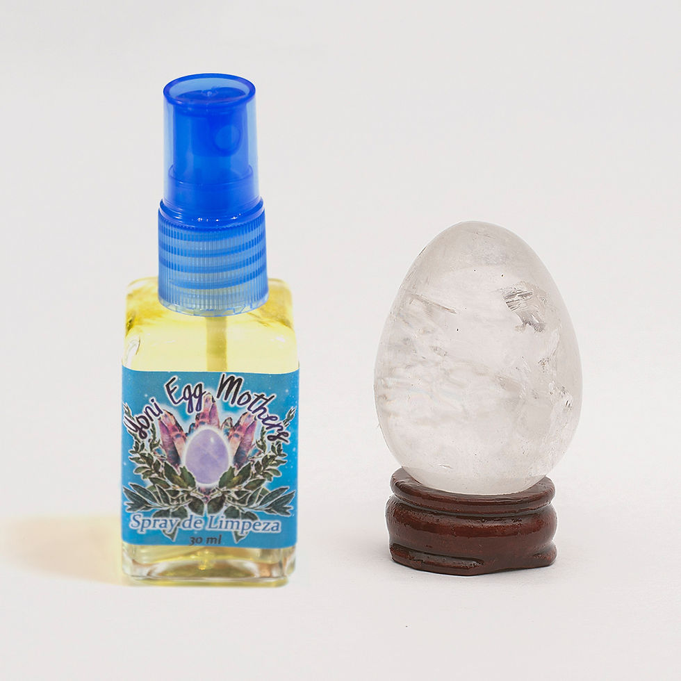 Combo com Spray de Assepsia e Limpeza e Yoni Egg M de quartzo ou obsidiana para energia, equilíbrio e autocuidado feminino.