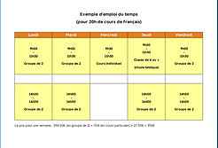 Exemple d'emploi du temps (20h par semaine, groupes variables)
