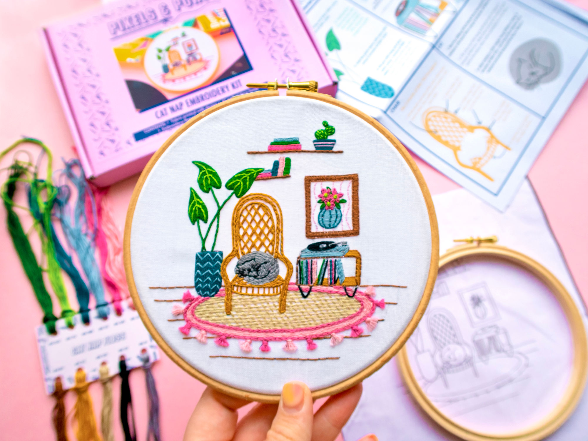 Cat Nap Embroidery Kit