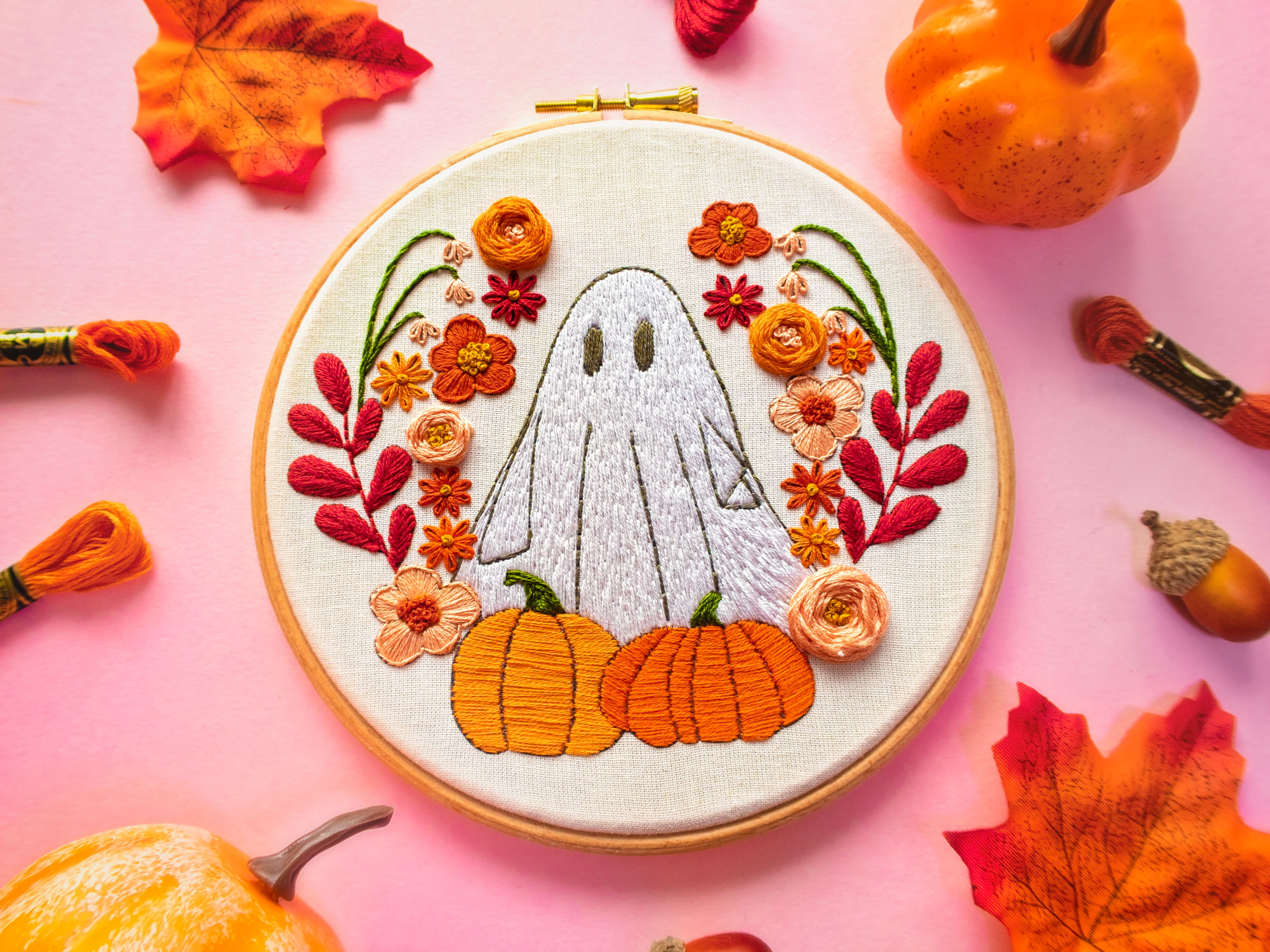 Floral Ghost Halloween Embroidery Kit