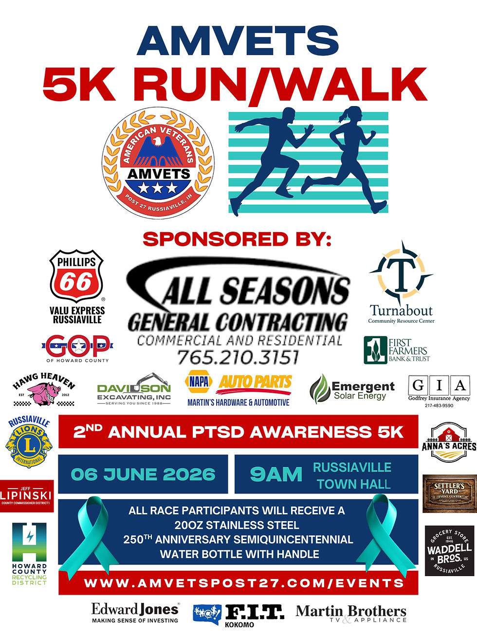 AMVETS Post 27 2nd Annual PTSD Awareness 5K RUN/WALK