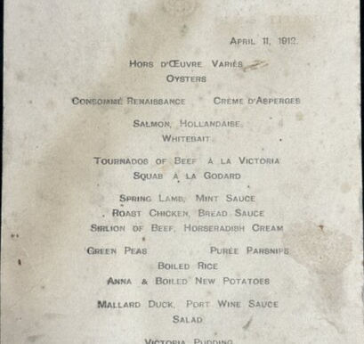 Subastan en miles de dólares el menú de primera clase del Titanic