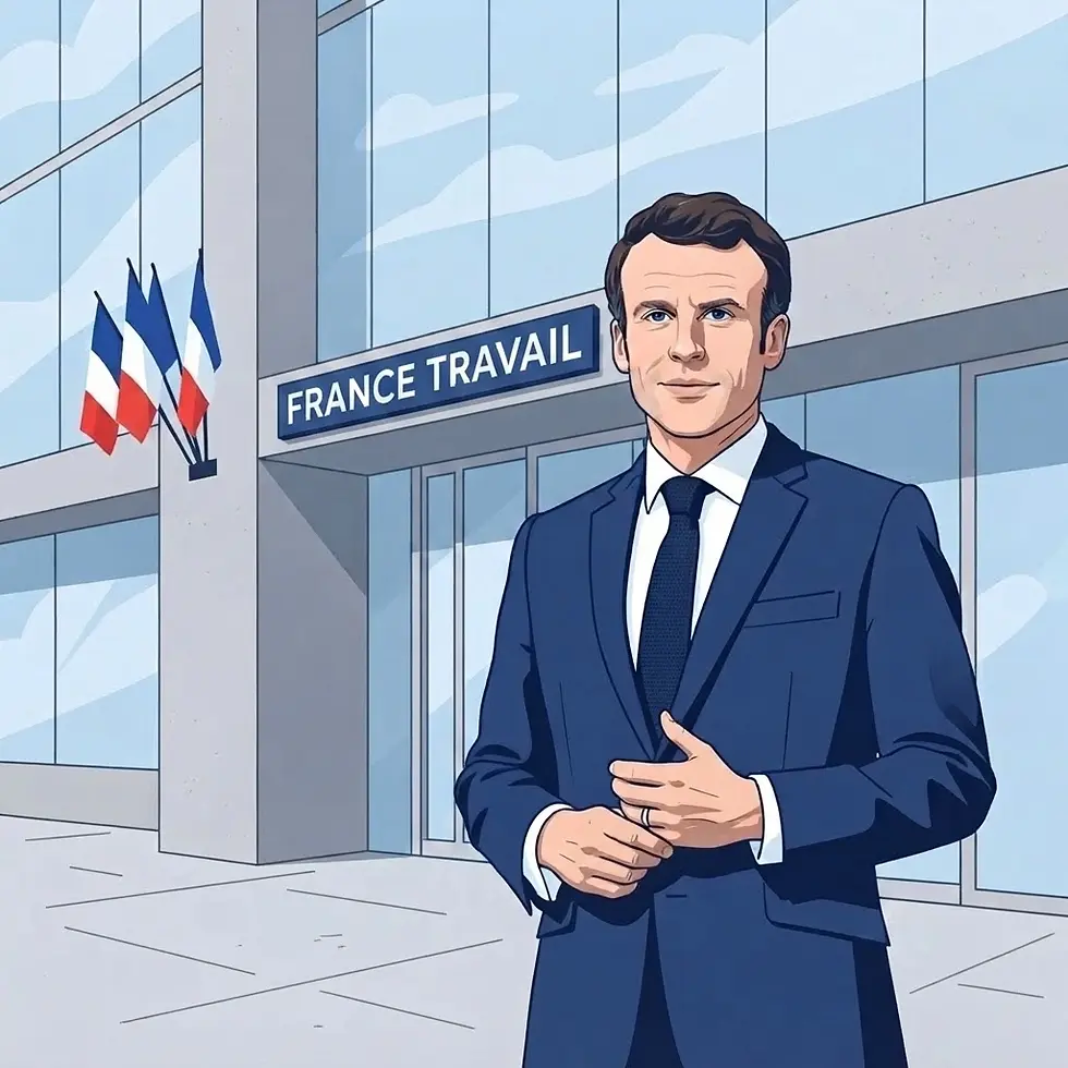 Le président Macron pointe chez France Travail
