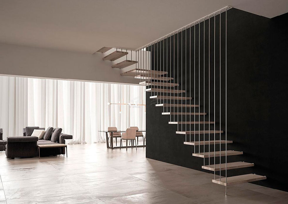 Escalera suspendida con cables de acero