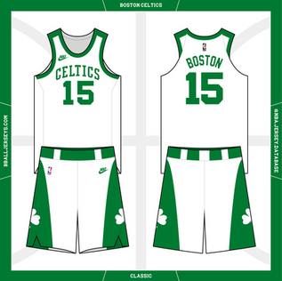 The Boston Celtics Classic jersey from 2021 to 2022 based on the 1946-47 home jersey
