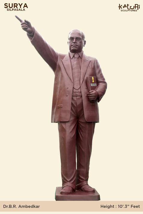 10.3-feet Height Dr. B.R. Ambedkar statue standing in bronze or Fiber – ideal for public installations, crafted by Surya Silpasala (Katuri Sculptures), Tenali and Bengaluru