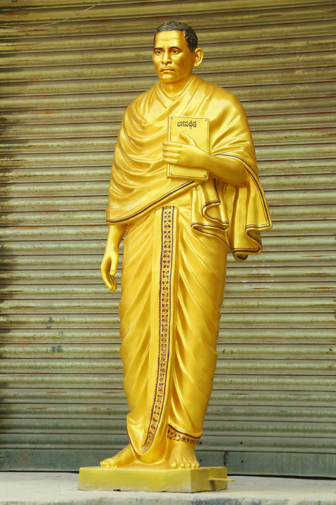 7-feet statue of Potti Sriramulu, handcrafted in bronze or fiber by Surya Silpasala (Katuri Sculptures), ideal for memorials, public parks, and historical landmarks